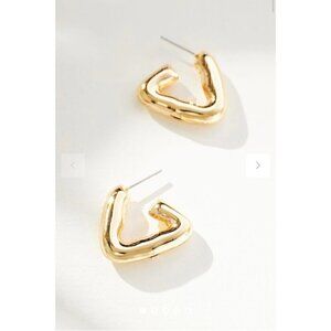 Anthropologie Gold-Tone Geometric Hoop Earrings